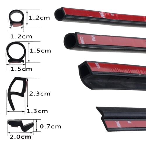 P Z D shape type 2 Meters Car Door Seal Strip EPDM Rubber Noise Insulation Anti-Dust Soundproof Car Seal strong 3M adhensive
