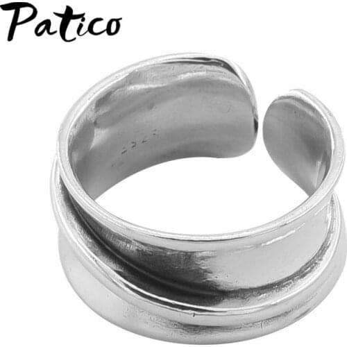 Vintage 100% 925 Sterling Silver Adjustable Resizable Index Finger Rings for Women Fashion Rock Party Jewelry Charm