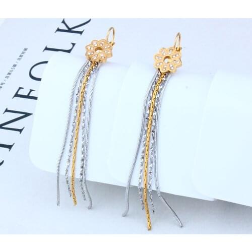 OUFEI Drop Earrings Flower For Women Stainless Steel Jewelry Long Earrings Tassels Fashion Earrings Jewelry Wholesale Crystal