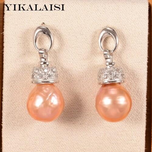 YIKALAISI 925 Sterling Silver Jewelry Pearl Earrings 2020 Fine Natural Pearl jewelry 11-12mm Earrings For Women wholesale
