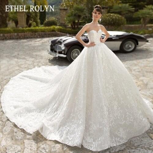 ETHEL ROLYN A-Line Wedding Dress 2020 Romantic Beaded Sweetheart Lace Appliques Princess Cathedral Bridal Gown Vestido De Novia