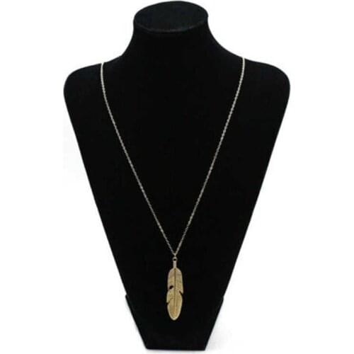 Beautiful Pendant Chain Sweater Gift Women Feather Vintage Long Statement Necklace