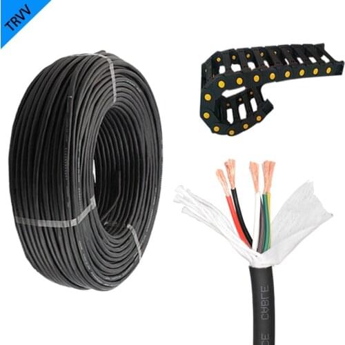 1Meter TRVV Heat Resistant Cable 17/15AWG 2/3/4/5/6/7/8 Cores Control Signal Copper Wire Drag Chain Flexible Cable Black PVC