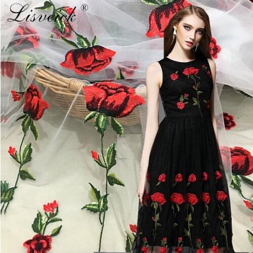 1meter High-grade bilateral positioning mesh lace three-dimensional embroidery rose lace fabric diy dress skirt clothing materi