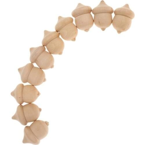 10Pcs Wooden Acorns DIY Hand-painted Crafts Peg Dolls Unfinished Handmade Decor