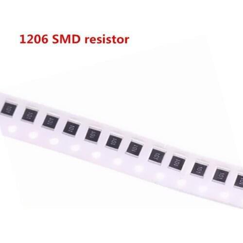 100Pcs 1206 Resistor SMD 0R ~ 10M Resistors 1/2W 0 1 10 100 150 220 330 Ohm 1K 2.2K 10K 100K 0R 1R 10R 100R 150R 220R 330R