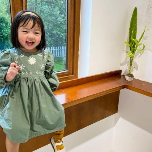 2020 Summer New Korean Girl Princess Dress Kids Dresses for Girls Toddler Girl Autumn Cute Long Sleeve Dress Baby Outwear 2-7Y