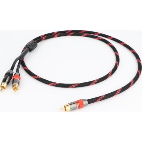 Preffair HiFi Single RCA to Dual RCA Subwoofer Audio Cable Pure Copper One Sub-2 Splitter Y RCA Cable