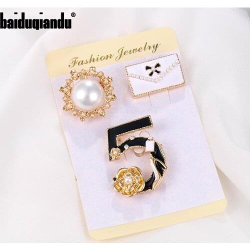 Baiduqiandu Various Designs Enameled Chic Brooch Pins Set for Women or Clothing Bags Hats Decoration Jewelry Accessories