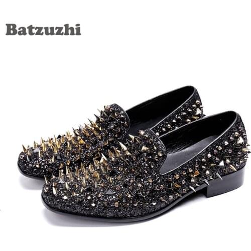 Batzuzhi Rock Men Shoes Super Star Spikes Rivets Shoes Men Loafers zapatos de hombre for Men Wedding and Party Shoes Male
