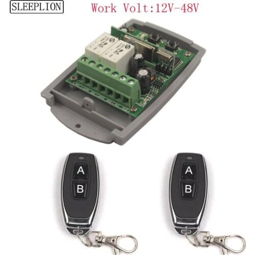 Sleeplion 12V 24V 36V 48V 2 CH Independent Relay RF Wireless Remote Control Light Switch 2 channel Receiver Module 315/433Mhz