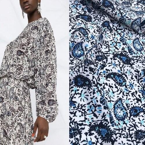 Summer branddesigner fabric big brand new cashew flower twill clothing haute couture printed sewing fashion fabric for dress