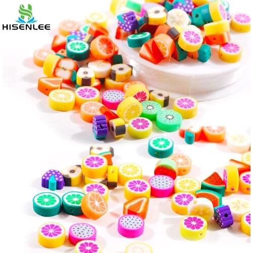 Random Color 10MM Fruit Shape Soft Polymer Clay Beads 50pcs/lot for DIY Necklace Bracelet Hair Ornament Jewelry Making