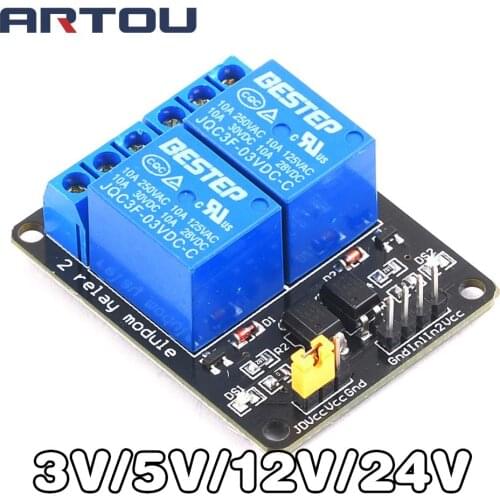 3.3V 5V 12V 24V 2 Channel Relay Module Low Level Trigger with Optocoupler Relay Output 2 way Relay Module for Arduino