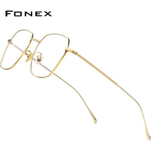 FONEX Titanium Glasses Women Vintage Polygon Myopia Optical Prescription Eyeglass Frame Men 2021 New Square Eyewear F85659