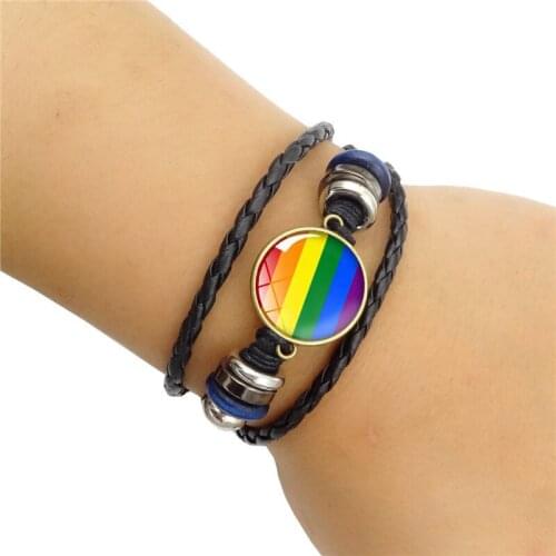 Gay Lesbian LGBT Fashion Rainbow Bracelet Love One Top Unisex Jewellery Wristband Bracelet Adjustable Charm Strap Couple Jewelry