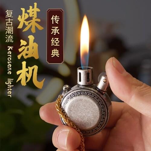 Creative Retro Kerosene Lighter Classic Vintage Grinding Wheel Metal Cigarette Lighters Fun Cigar Cigarette Gadget Mens Gift