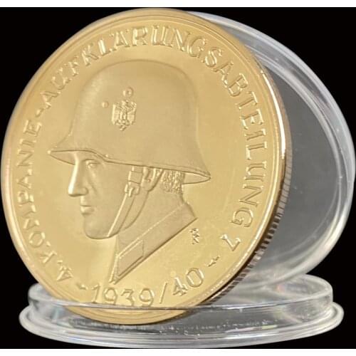 1939 WII Deutsche Military Soldier Kompanie Aufklarungsabteilung 4 Panzerdiv Challenge Gold Coin