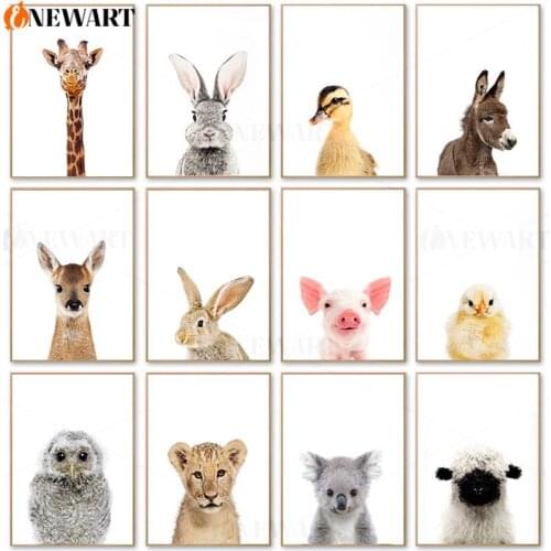 Forest Wild Animal Poster Prints Canvas Rabbit Giraffe Nordic Wall Art Painting Picture Original Ecology Decoration Room Decor