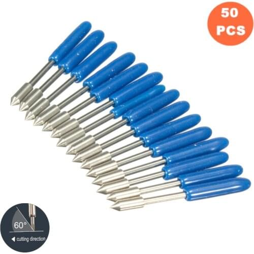 KZTech 50pcs 60degree Cutting Blade for Graphtec CB09 Silhouette Cameo Craftrobo CB09U Vinyl Cutter Knife 60 Cricut Blades