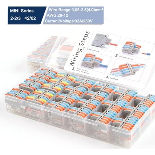 Boxed Mini Push-In Wire Connector Quick wiring Terminal Block Universal Compact Electrical Splitter Cable Splicing Connectors