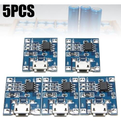 5pcs 5V Micro USB Charging Board With Protection Dual Functions Charger Module IC TP4056 for 1A Lithium Battery