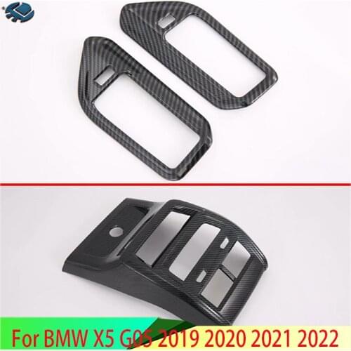 For BMW X5 G05 2019 2020 Carbon Fiber Style Rear Air Vent Frame Trim Cover