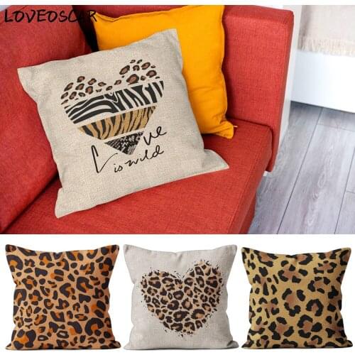 I Love You Spot Leopard Print Boho Home Floor Cushion Cover Ornamental Throw Pillow Case Square Ethnic Decor Party Decoration