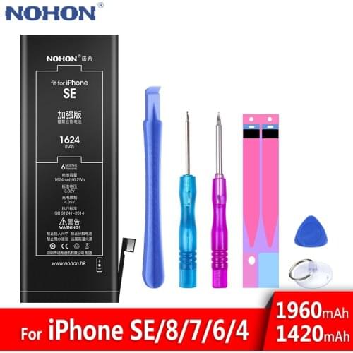 NOHON For iPhone SE 8 7 6 4 4G 6G 7G 8G Battery For iPhone8 iPhone7 iPhone6 iPhone4 Lithium Polymer Phone Bateria Free Tools
