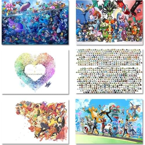 Pokemon All Monster Lovely Pikachu Canvas Painting Posters Gift Modern Cartoon Anime Wall Art Bedroom Kids Room Home Decoration