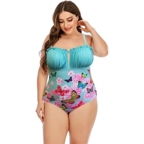Plus Size Womens One Piece Dot Print Monokini Push Up Padded Bra Bikini Swimsuit Women Summer Halter Swimwear Bathing