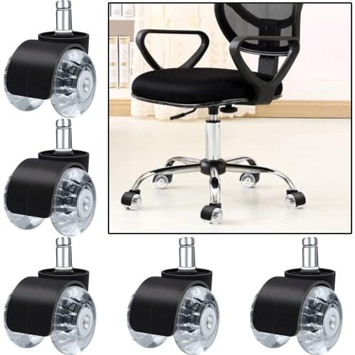 5 Pieces Replacement Heavy Duty Computer Swivel Office Chair Soft Caster PU Wheels Universal Floor Rollers