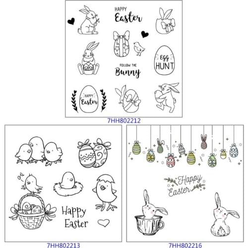 Happy Easter DIY Silicone Clear Stamp Cling Seal Scrapbook Embossing Album Decor T8WB