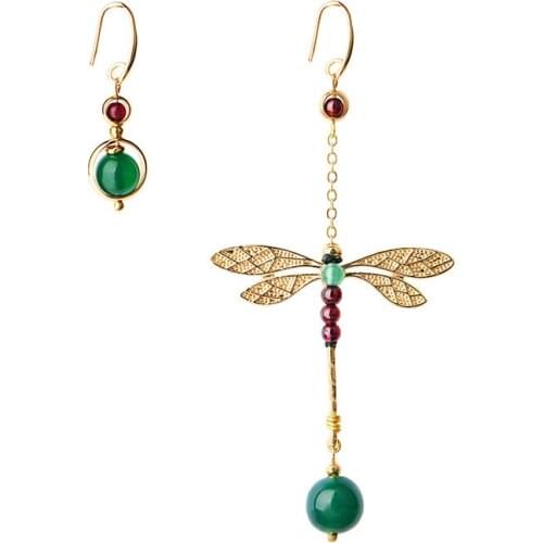 Women earring red crystal bead dragonfly irregular size pendant fashion beautiful jewelry accessories fine drop earrings D161