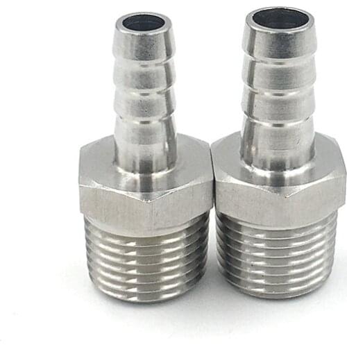 1/8" 1/4" 3/8" 1/2" BSP Male Thread 304 Stainless Steel Pipe Barbed Nipple Fitting 6mm 8mm 10mm 12mm 14mm 16mm Hose Barb