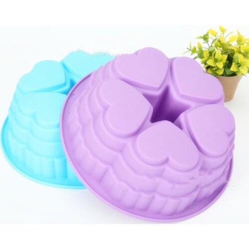 Silicone Cake Mold Middle Hollow Heart Shape Round Baking Plate DIY Tools
