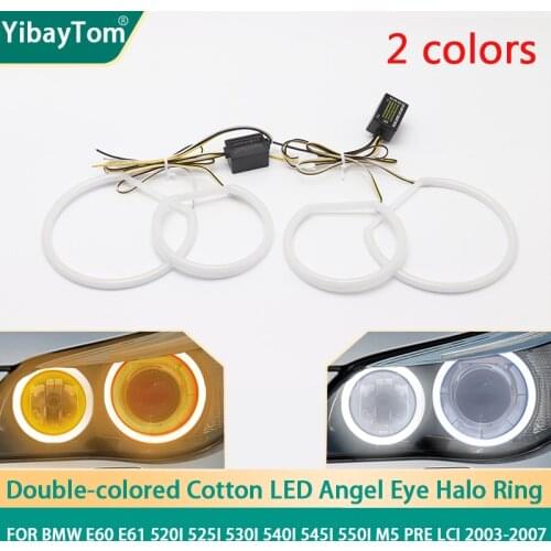 SMD Cotton Light Switchback LED Angel Eye Halo Ring DRL Kit For BMW E60 E61 LCI 528i 530i 535i 550i 2007-2010 Halogen Headlight