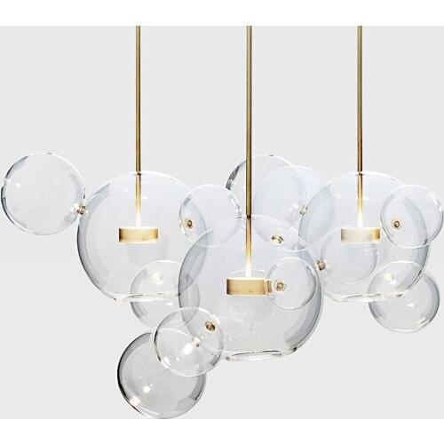 Modern Creative Living Room Chandelier Warm/White Light Fixture for Bar Mall Dinging Room Clear Glass Bubble LED Pendant Lamp