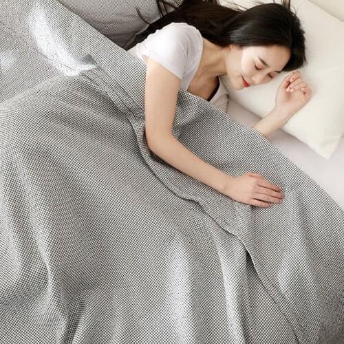 Modern simplicity throw blanket cotton Gauze plaid sofa cover Bedroom leisure blanket for beds king size Bedspread thin quilt