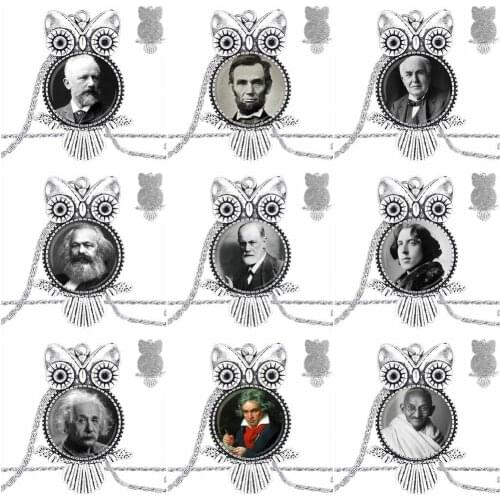 Wilde Sigmund Freud Beethoven Lincoln For Women High Quality Girls Jewelry Fashion Statement Necklace Glass Necklaces Pendants