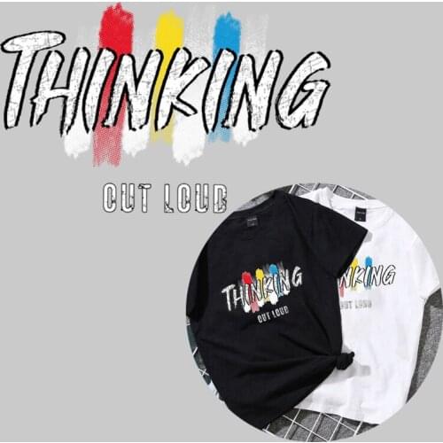 Heat transfer stickers Watercolor think Letter stripes applique thermo stickers on clothes heat-sensitive patches iron on patch