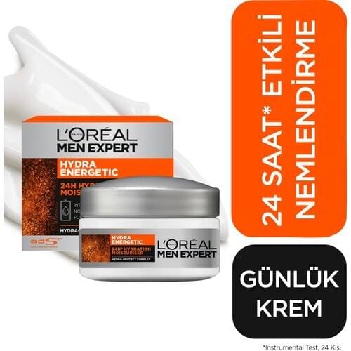 L'Or éal Paris Men Expert Hydra Energetıc 24H 24 Hours Moisturizing Cream 50 Ml