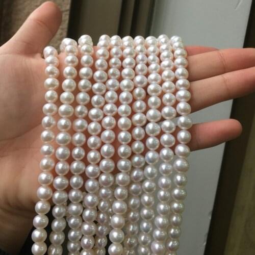Pearl Necklaces Round Shape with Size 7-8mm Perfect Luster for Diy Loose Pearl Strands Fine Jewelry