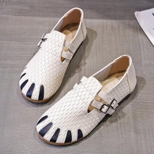 Plus Size 43 Hollow Out Womens Shoes Leather Breathable Elastic Band Casual Flat Suitable for Wide Leg Womens Sneaker
