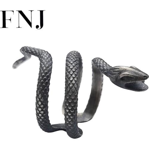 FNJ Animal Snake Ring 925 Silver New Fashion Original S925 Sterling Silver Rings for Women Jewelry Adjustable size Punk