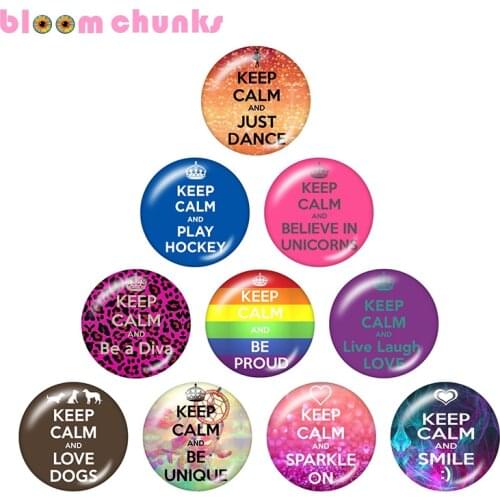 Word keep calm and 10pcs mixed 12mm/18mm/20mm/25mm Round photo glass cabochon demo flat back Making findings S2066