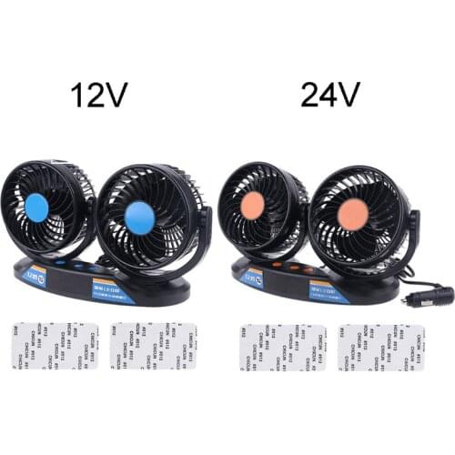 12V 24V Truck Car Fan 12 Speeds 360 Rotatable with Temperature Humidity Display
