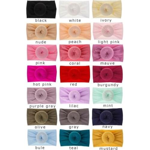 2020 Imcute 0-6Y Girls Kids Baby Nylon Bow Hairband Headband Stretch Turban Knot Head Wrap New Knit Headwear Gifts 21 Colors