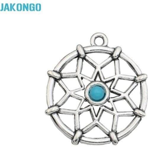 6pcs Tibetan Silver Plated Dreamcatcher Charms Pendants for Jewelry Making DIY Handmade Craft 31x27mm