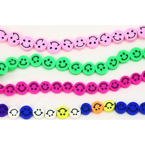 10 Strand Lovely Smile face Beaded chain jewelry Chain Polymer Clay Bead necklace Accessories Fashion Jewelry Beaded